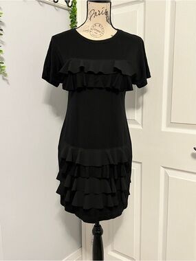Pinko Black Ruffle Tiered Mini Dress
